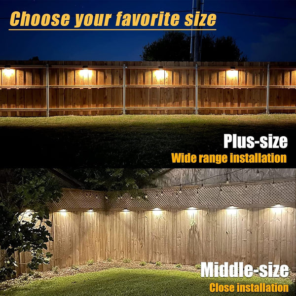 Solar Fence Lights 8 Pack-Plus,100 Lumen Big Outdoor Solar Light IP65 Waterproof, Warm White and 10 RGB Modes,Fence Lights Otdoor Solar Lighting for Backyard,Garden,Fence,Wall,Deck,Stairs.3