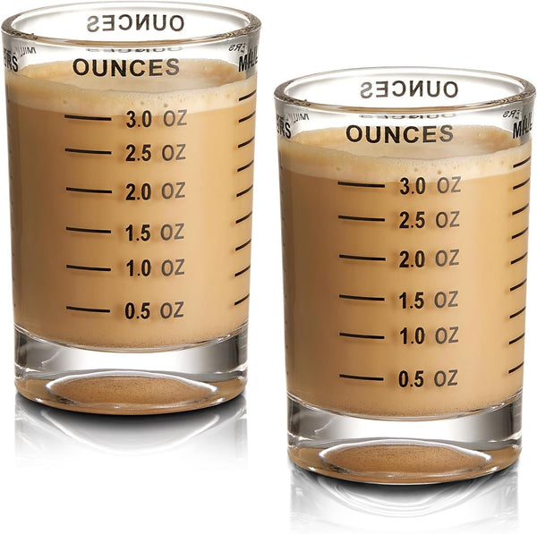 2 Pack Shot Glass Measuring Cup, 3 Ounce Heavy Base Jigger, Espresso Shot Glass, Liquid Glass Cup, round Shot Glasses, Small Glass Shot Cups for Vodka, Whiskey, Tequila, Espresso, Liquor1