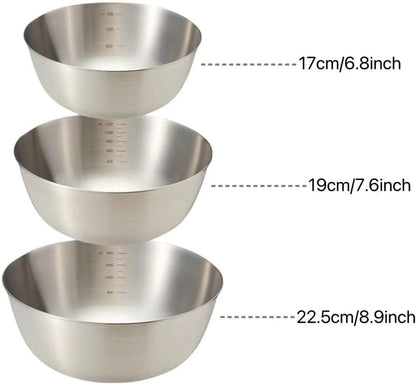 Mixing Bowls Set,Stainless Steel for Prepping, Baking and Cooking，3-Piece2
