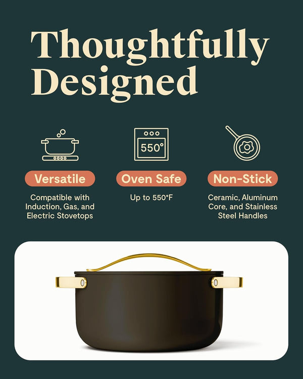 Caraway Non-Stick Ceramic Dutch Oven Pot with Lid (6.5 Qt, 10.5") | Non-Toxic, PTFE and PFOA Free, Safe and Compatible with All Stovetops (Gas, Electric and Induction), Black3