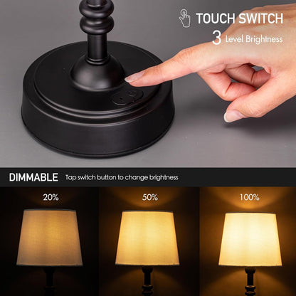 O’Bright Seraph Mini – Cordless LED Table Lamp with Dimmer, Built-In Rechargeable Battery, 3-Level Brightness, Patio Table Lamp, Bedside Night Lamp, Ambient Light for Restaurant, Black4