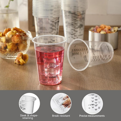 50PCS Resin Epoxy Mixing Cups,  8Oz Clear Plastic Paint Measuring Cups with 50Pcs Wooden Stirring Sticks for Epoxy Resins, Mixing Paint, Pigments, Resins3