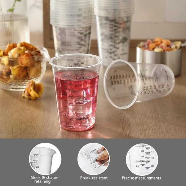 50PCS Resin Epoxy Mixing Cups,  8Oz Clear Plastic Paint Measuring Cups with 50Pcs Wooden Stirring Sticks for Epoxy Resins, Mixing Paint, Pigments, Resins3