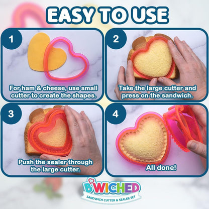 Sandwich Cutter and Sealer - Crustless Sandwich Maker (Heart, Star, Mouse) | Great for Lunchbox and Bento Box - Boys and Girls Kids Lunch - Sandwich Cutters for Kids4