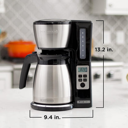 BLACK+DECKER 12 Cup Thermal Programmable Coffee Maker with Brew Strength and VORTEX Technology, Black/Steel, CM2046S | Programmable Coffee Maker with Vortex Showerhead, Brew Strength Control and Mess-Free Perfect Pour Spout.8