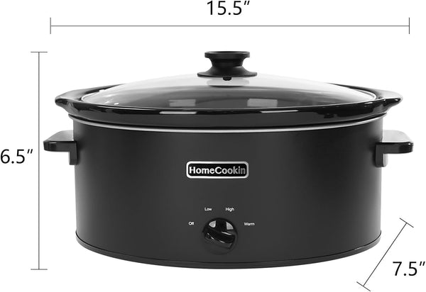 6 Quart Slow Cooker Oval Manual Pot Food Warmer with 3 Cooking Settings, Black Stainless Steel4