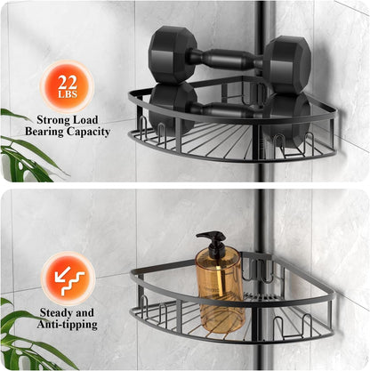 4-Tier Rustproof Corner Shower Caddy with Tension Pole7