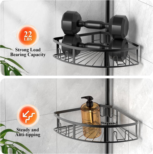 4-Tier Rustproof Corner Shower Caddy with Tension Pole7