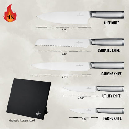 6-Piece Stainless Steel Cutlery Knife Set with Magnetic Storage Board, Dishwasher-Safe Knives | Cutlery Knife Set with Magnetic Storage Board, Stainless Steel Blades, Dishwasher Safe, 6 Pieces3