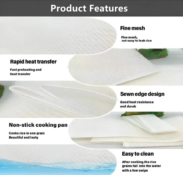 2Pcs Rice Net, 45 X 39 Inch Sushi Rice Cooking Net,Non-Stick Rice Cooker Napkin,Reusable Home or Commercial Rice Net,Fine Mesh Steam Cloth5