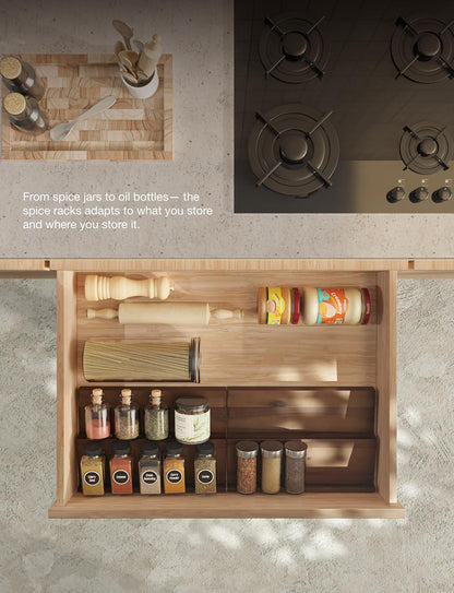 Acacia Wooden Spice Rack Organizer for Cabinet, Pack 4, Walnut Color7