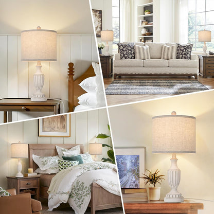 22" Farmhouse Resin Table Lamps Set of 2, Rustic Nightstand Lamps7