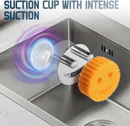 Stainless Steel Smiley Face Dish Sponge Holder, Silver Sink Caddy Organizer Storage with Suction Cup for Kitchen, Rv Apartment Kitchen Accessories Decor Scrubber4