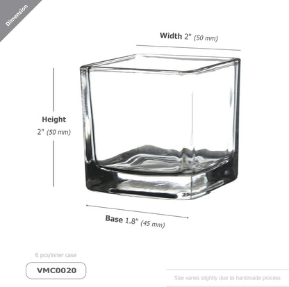 WGV 2 Inch Tea Light Votive Candle Holder, Clear, Square Cube 2”X2”, Small Tiny, Home Décor, Table Top, 1 Pc2