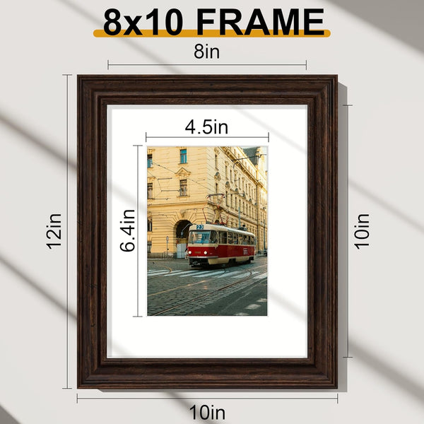 8X10 Picture Frames Set of 2, Vintage Photo Frames, Rustic Brown7