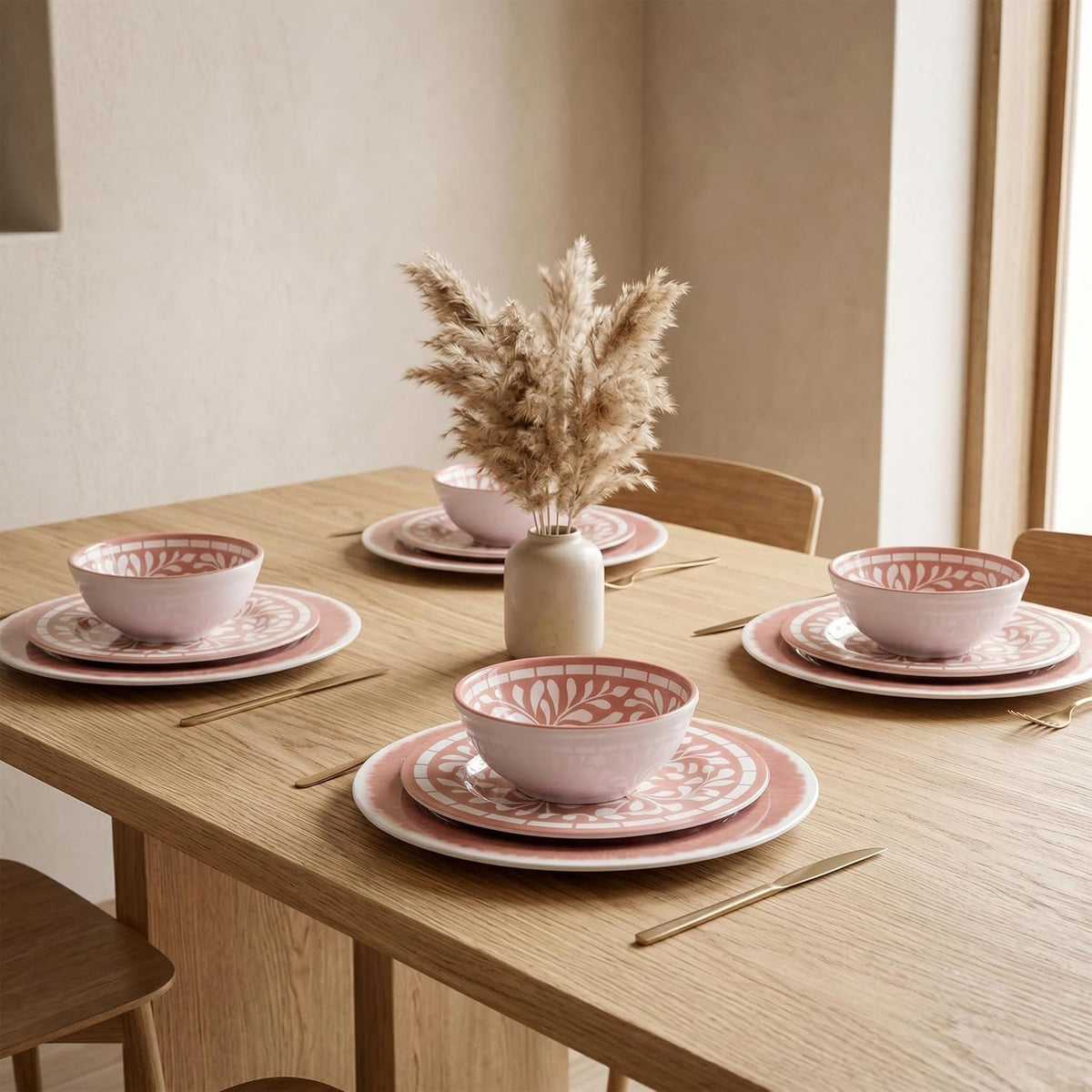melamine-dinnerware-sets-12-pcs-plates-and-bowls-set-light-pink