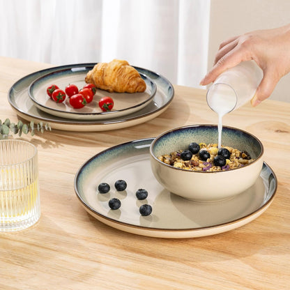 Dinnerware Sets for 6, 18 Pieces Ceramic Plates and Bowls Set6