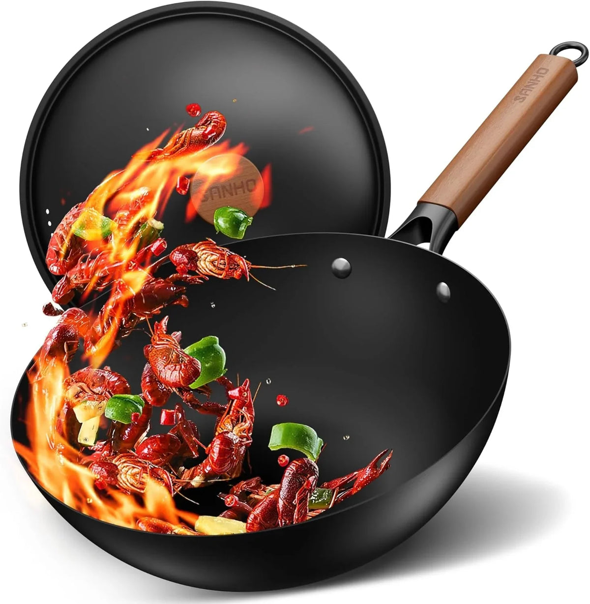 12-inch-carbon-steel-wok-pan-4qt-woks-stir-fry-pans-nonstick-with-lid-no-seasoning-required-0-coating-compatible-with-all-cooktops-utensils-for-stir-fry-pan-fry-steam-camping