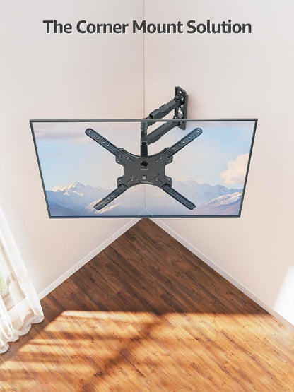 Full Motion TV Wall Mount for Most 26-60 Inch Tvs, Max VESA 400X400Mm Wall Mount TV Bracket with Swivel Tilting Extension Level Adjustment for LED LCD Flat Curved Tvs up to 77 LBS, MU00185