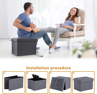 Storage Ottoman Footrest Stool Small Ottoman with Storage Foldable Ottomans Foot Rest Footstool Bench for Living Room 17X13X13Inches Grey6