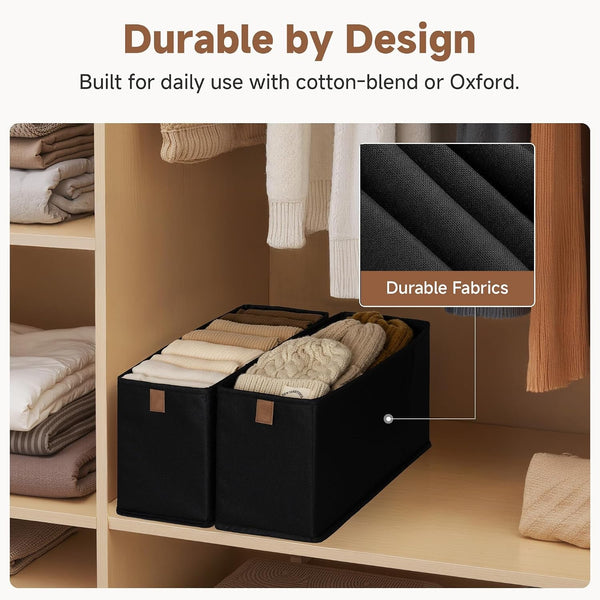 Narrow Closet Baskets, 6¼"Lx14¾Wx8¼H, 4-Pack, Black5