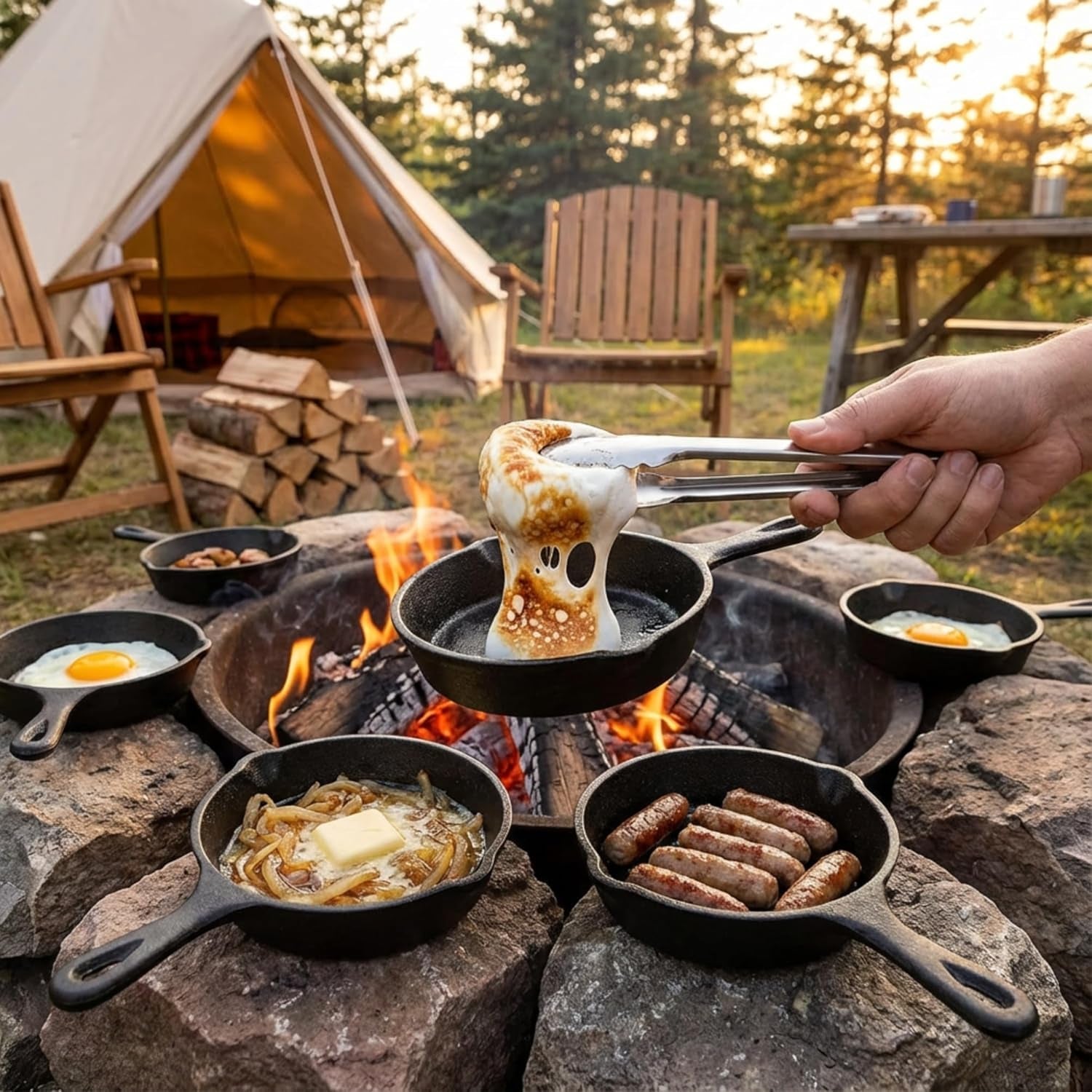 4-pack-small-cast-iron-skillet-5-1-2-inch-frying-pans-with-double-drip-spouts-for-stove-oven-grill-safe-indoor-and-outdoor-use-non-stick
