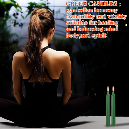 24 Pack Green Spell Chime Candles – Premium Mini Unscented Taper Candles for Rituals, Prayer, Birthdays, Meditation, Altar, Spells, Chime Candles - 4 Inch Tall - Ideal for Witches4