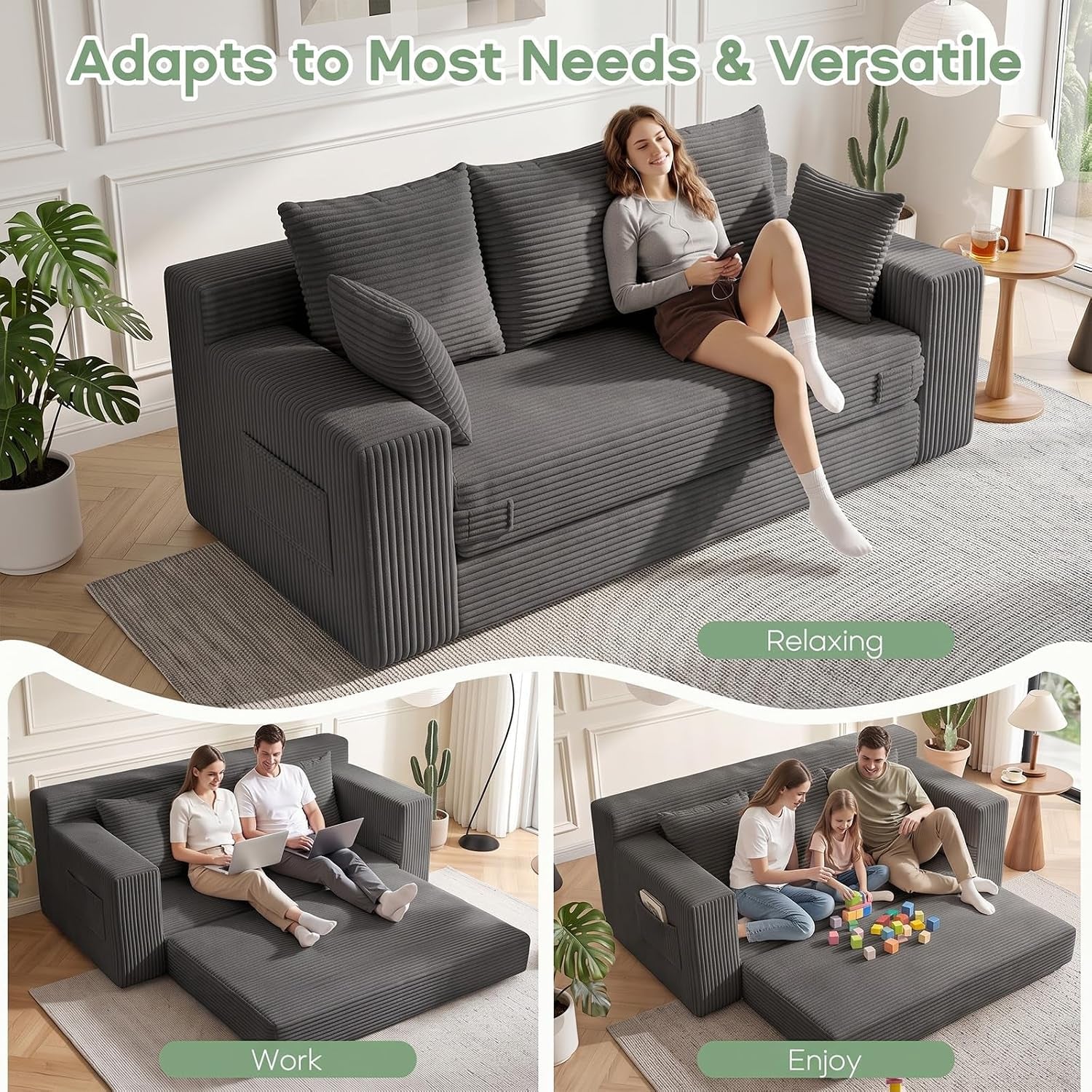 boneless-couch-for-living-room-3-seater-convertible-sofa-bed-in-a-box-folding-pull-out-couch-with-comfy-corduroy-loveseat-sleeper-floor-sofa-with-5-pillows-no-assembly-required-grey