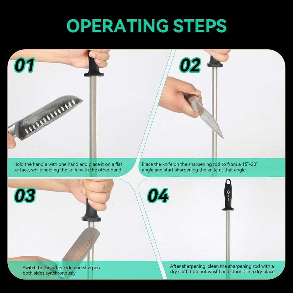 12-in-diamond-carbon-steel-professional-knife-sharpener-rod-kitchen-home-or-hunting-master-chef-hunter-or-home-gourmet-blade-sharpening-rod-or-stick-for-kitchen-and-hunting-knives-diamond-coated-carbon-steel-rod-for-consistent-reliable-sharpening-and-honing-every-time