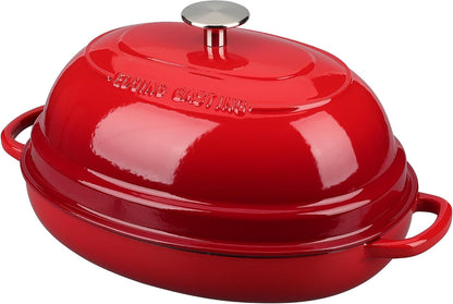 Enameled Oval Cast Iron Dutch Oven Pot with Lid, Bread Dutch Oven for Sourdough Bread Baking, Dutch Oven Bread, Bread Oven, 6QT, Red1