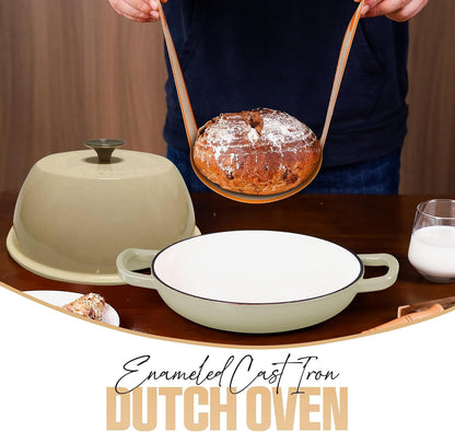 Enameled Cast Iron Dutch Oven Pot with Lid - Dutch Oven for Sourdough Bread Baking - with 5 Blade Bread Lame & Non-Stick Silicone Sling Perfect for Sourdough Breads & More. Cast Iton Enamel Braiser Pan with Lid (WHITE, 6 Quart Sourdough Pot)8