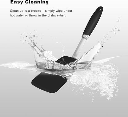 5-Piece Silicone Spatulas Set with Tongs, 446°F Heat Resistant, Black3