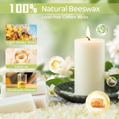 100% Beeswax Candles,Unscented White Bee Wax Candle,2X4 Inch,6 Pack,258 H2