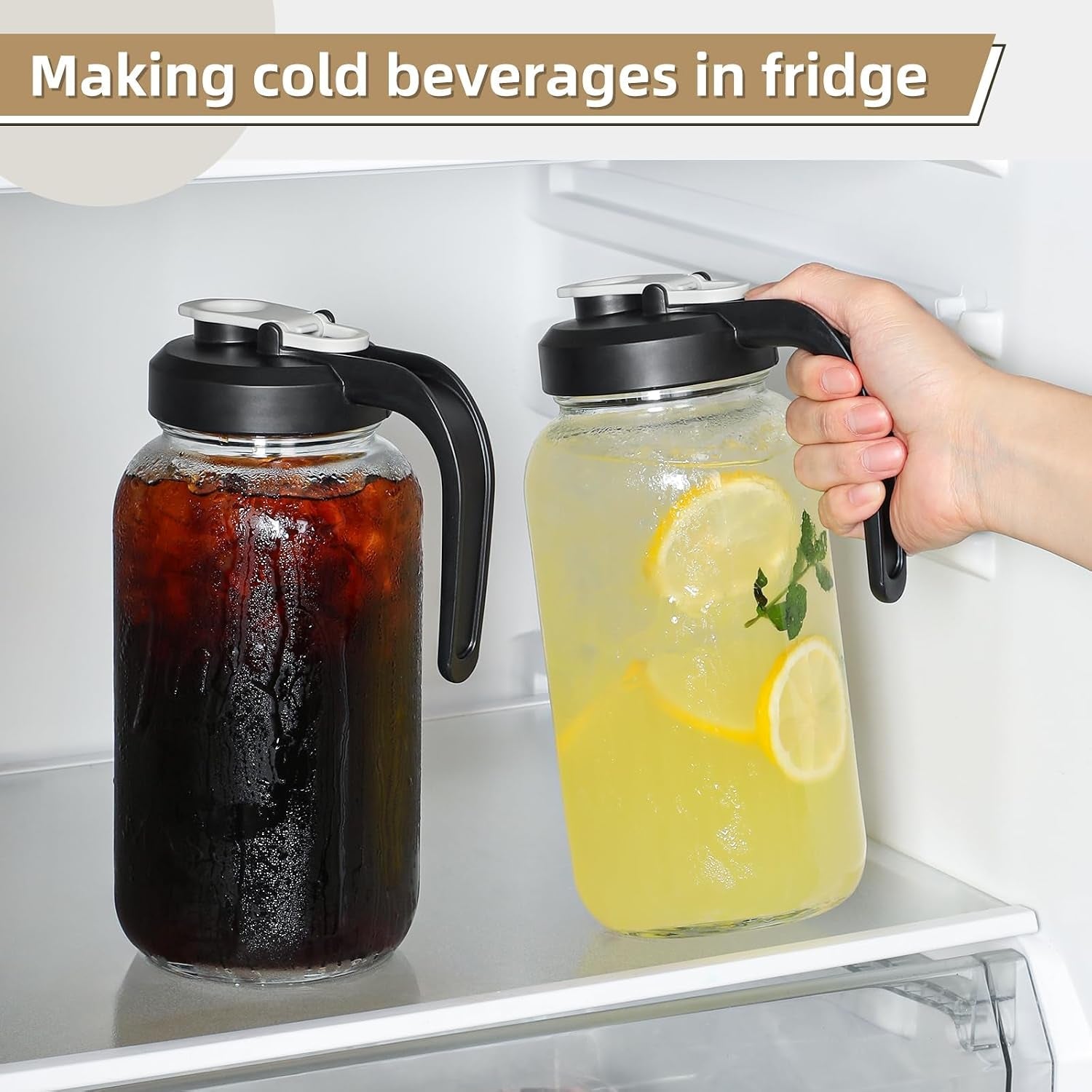 set-of-2-glass-pitcher-with-lid-2-quart-mason-jar-pitcher-with-filter-lid-wide-mouth-jar-leak-proof-water-jug-heavy-duty-container-for-water-juice-milk-tea-iced-coffee-and-drinks