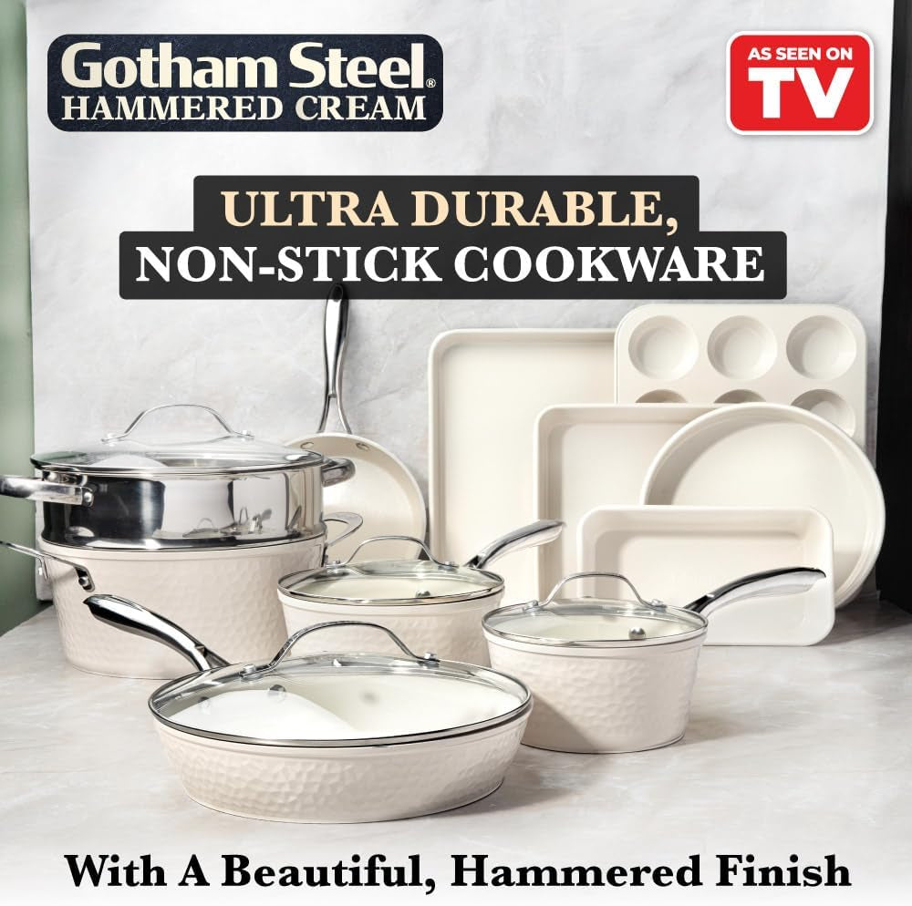 hammered-15pcs-ceramic-cookware-set-nonstick-induction-pots-and-pans-set-non-stick-with-bakeware-set-steamer-for-cooking-non-toxic-pfoa-pfos-free-oven-dishwasher-safe-cream-white