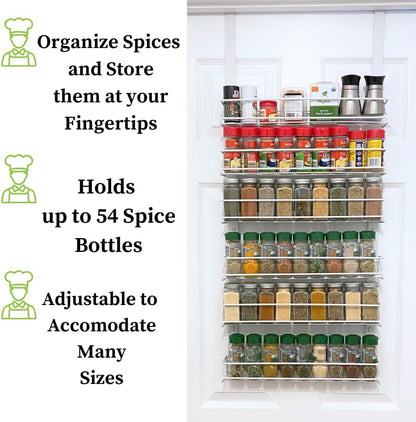 over the Door Spice Rack Organizer, 6-Tier, Holds 54 Spices, White3