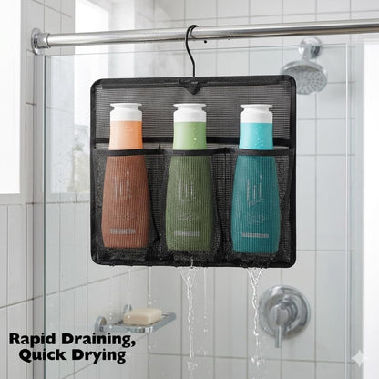 Mesh Shower Organizer,Shower Caddy with Rotating Detachable Metal Hanger, Quick Dry Bathroom Storage for Toiletry Accessories, Portable Shower Bag for Rv,Dorm,Gym and Travel (Black)5
