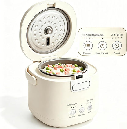 Mini Rice Cooker 2 Cups Uncooked – Compact Small Rice Cooker | with Delay Timer, Non-Stick & Keep Warm for Dorm, Office & On-The-Go1