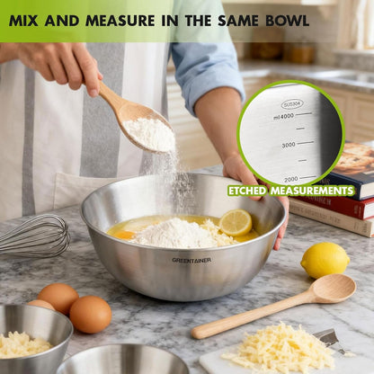 Stainless Steel Mixing Bowls Set of 5 (5.2/3.7/2.1/1.3/0.8 Qt)3