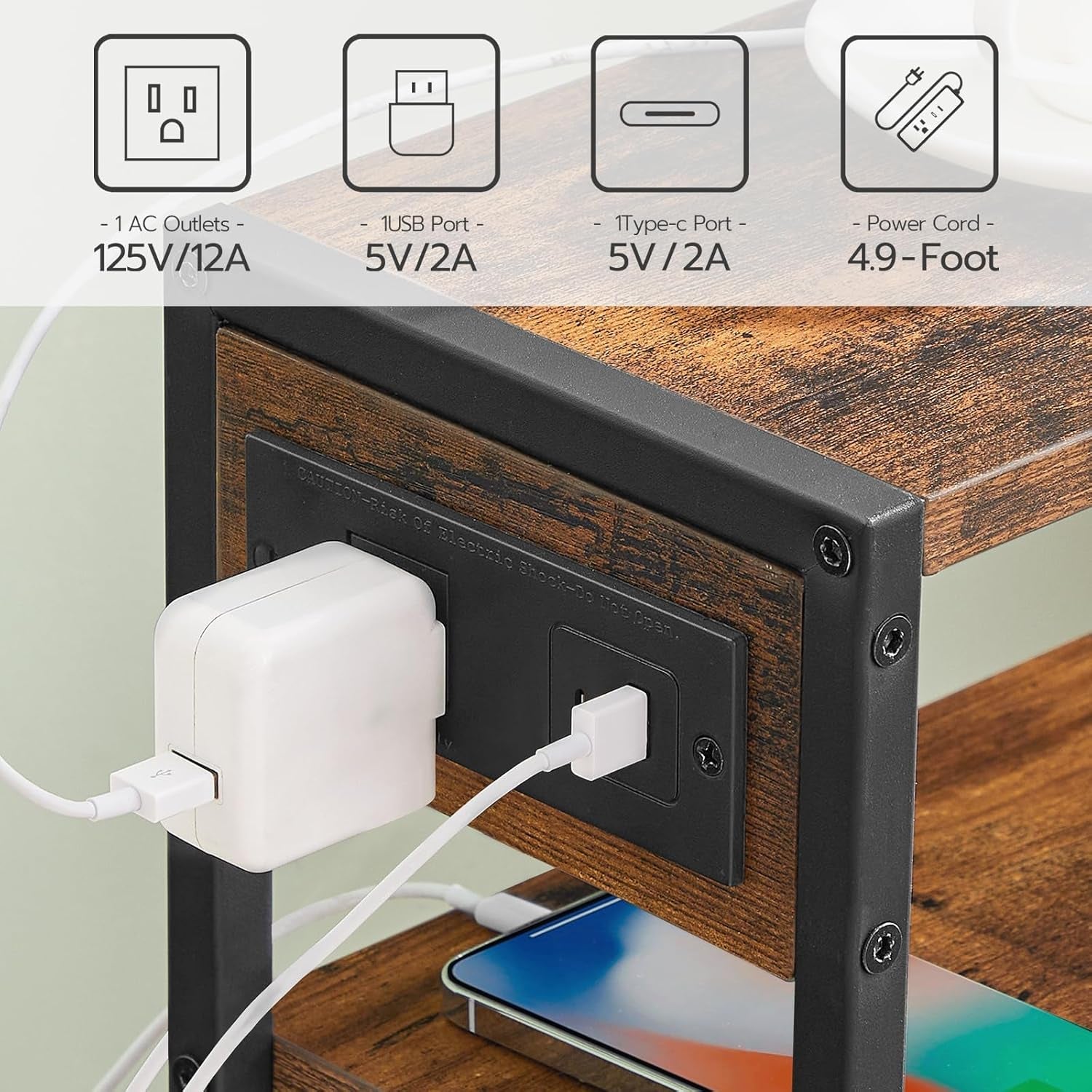 small-narrow-side-table-with-charging-station-skinny-end-table-for-small-spaces-slim-nightstand-with-usb-ports-outlet-sofa-beside-table-with-storage-shelf-rustic-brown-and-black-bf102ubz01