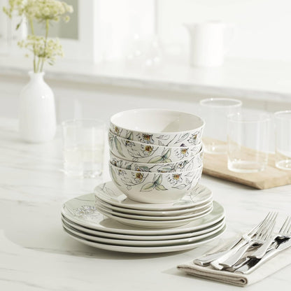 Botanica Porcelain 12-Piece Dinnerware Set for 46