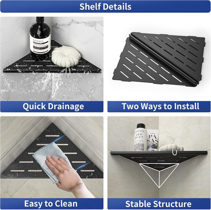 Corner Shower Shelf 10" Matte Black2