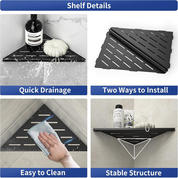 Corner Shower Shelf 10" Matte Black2