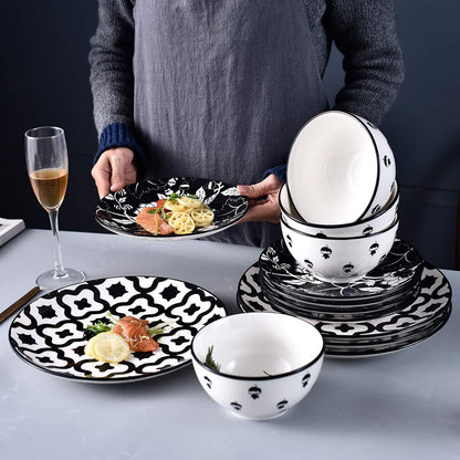 Dinnerware Set - Ceramic Plates and Bowls for 4 - Stoneware Dish Set4