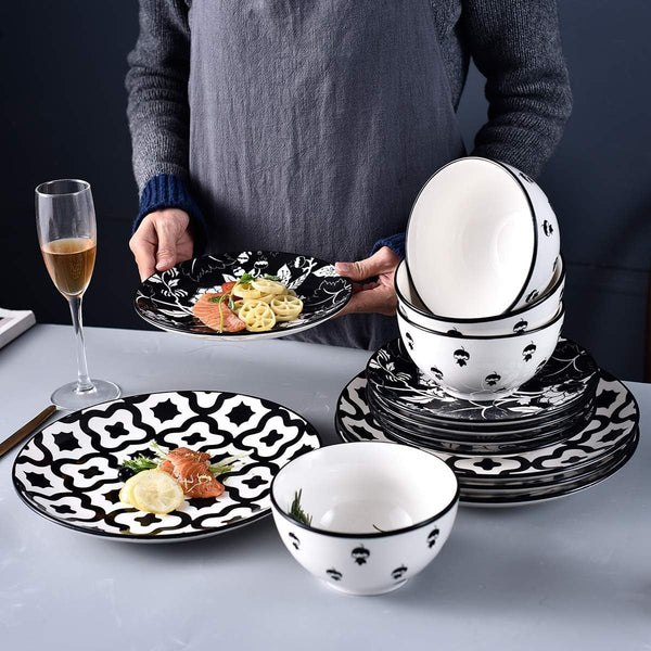 Dinnerware Set - Ceramic Plates and Bowls for 4 - Stoneware Dish Set4