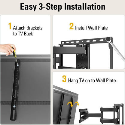Full Motion TV Wall Mount for 32-70 Inch Tvs up to 99Lbs | Mount Bracket with Swivel and Tilt, TV Bracket with Articulating Dual Arms, Fits 16” Studs, Max VESA 400X400 Mm, MD23808
