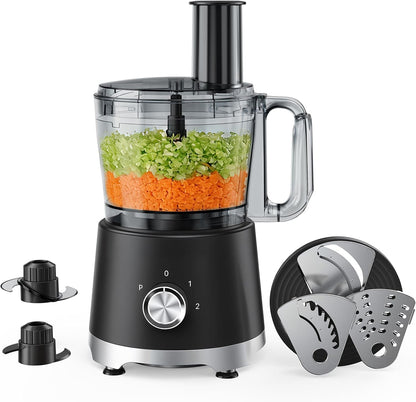 10.5 Cups Food Processor, Versatile Food Processors with 5 Blades, 600W Powerful Meat Grinder for Slicing, Shredding, Chopping, Kneading, Dishwasher Safe, for Meat, Vegetables, Fruit, Dough1