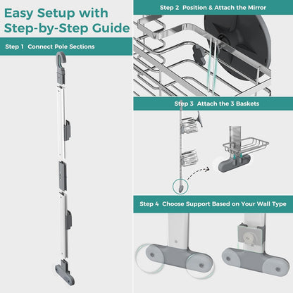 Adjustable Shower Caddy Hanging over Shower Head, Storage Organizer Rack9