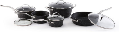 the Rock 10PC Non-Stick Cookware Set, Forged Aluminum, Black | Non-Stick Saucepans & Fry Pan. Rock.Tec Surface. Oven Safe. Even Heating. Everyday Cookware Set.5
