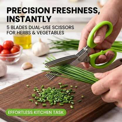 Herb Scissors 5-Layer Vegetable Shears for Kitchen Prep (1) | 5 Stainless Steel Blades and Abs Grip, Vegetable Scissors for Herbs, Scallions, Chives and Soft Vegetables.9